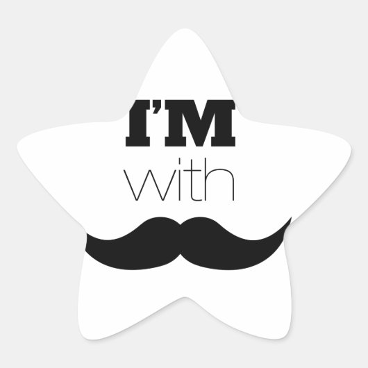 Ik ben bij Mustache Ster Sticker (Voorkant)