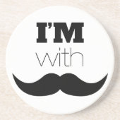 Ik ben bij Mustache Zandsteen Onderzetter (Voorkant)