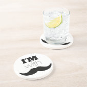 Ik ben bij Mustache Zandsteen Onderzetter (Zijkant)