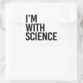 Ik ben bij Science Vierkante Sticker (Tas)