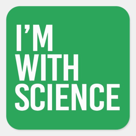 Ik ben bij Science Vierkante Sticker (Voorkant)