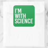 Ik ben bij Science Vierkante Sticker (Tas)