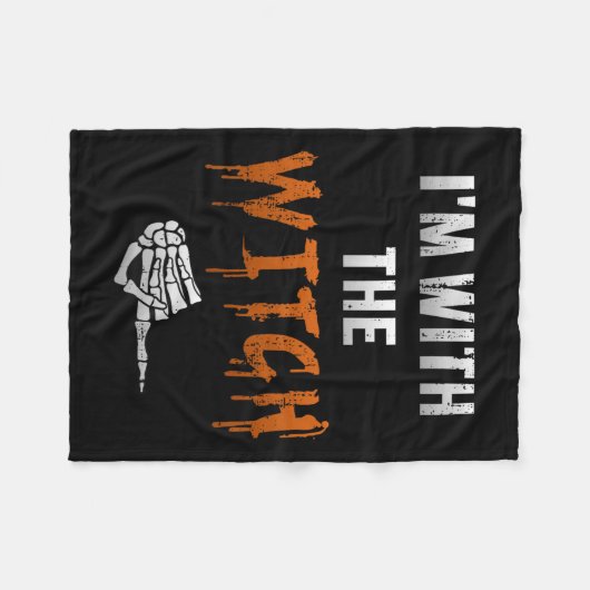 Ik ben bij Witch Skeleton Hand Funny Halloween Hus Fleece Deken (Voorkant (Horizontaal))