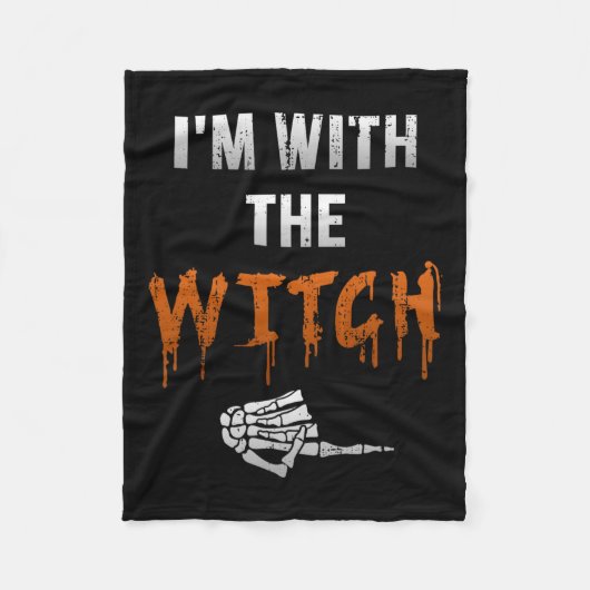Ik ben bij Witch Skeleton Hand Funny Halloween Hus Fleece Deken (Voorkant)