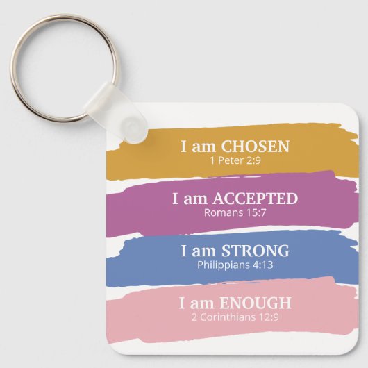 Ik ben Bijbelverzen kleurrijk Sleutelhanger (Voorkant)
