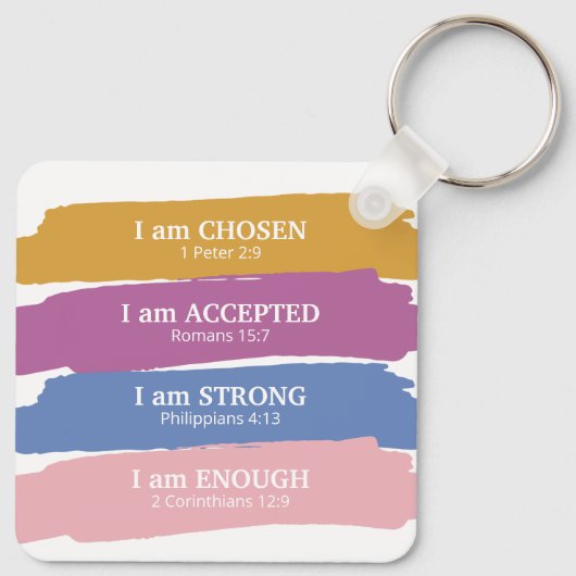 Ik ben Bijbelverzen kleurrijk Sleutelhanger (Achterkant)