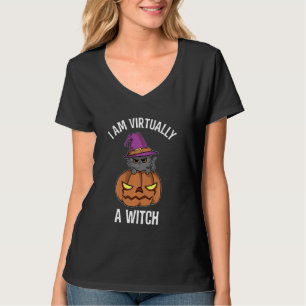 Ik ben bijna een heks zwarte kat op sociale afstan t-shirt