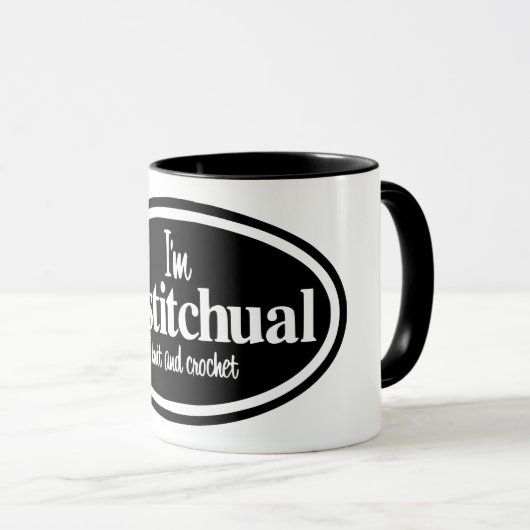 "Ik ben Bistitchual - Ik brei en haak" mok (Voorkant rechts)