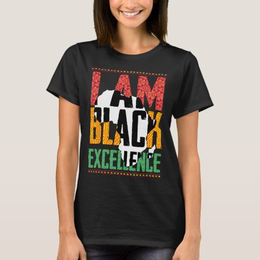 Ik ben Black Excellence Afro Pride Juneteenth T-shirt (Voorkant)