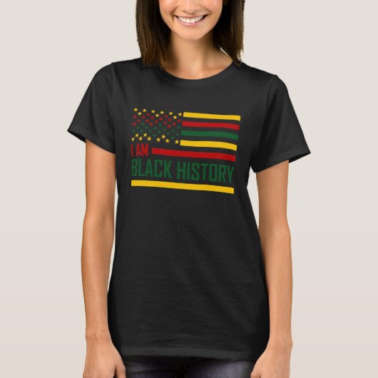 Ik ben Black History American Flag BHM Pride Afro T-shirt (Voorkant)
