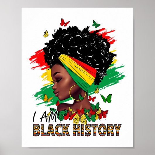 Ik ben Black History Black Queen en draai BHM Afro Poster (Voorkant)