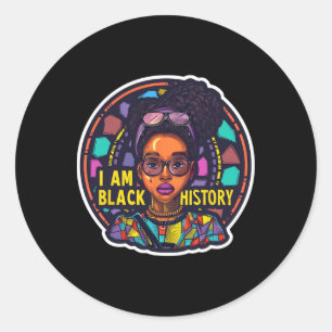 Ik ben Black History Month Afrikaanse trots zwarte Ronde Sticker