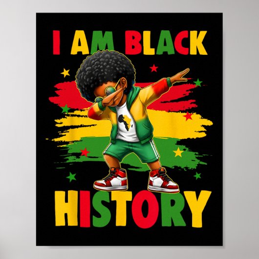 Ik ben Black History Month Afro-Amerikaanse Dabbin Poster (Voorkant)