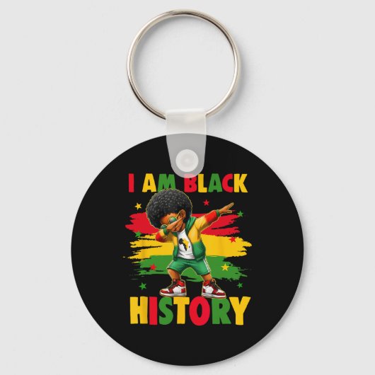 Ik ben Black History Month Afro-Amerikaanse Dabbin Sleutelhanger (Voorkant)