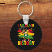 Ik ben Black History Month Afro-Amerikaanse Dabbin Sleutelhanger (Voorkant)