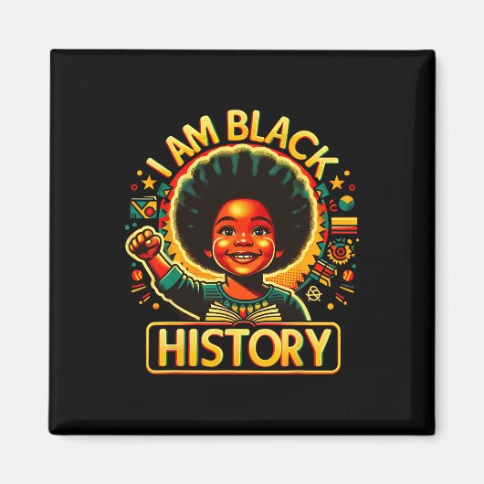 Ik ben Black History Month Afro-Amerikaanse kinder Magneet (Voorkant)