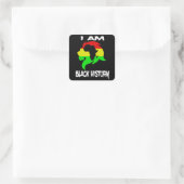 Ik ben Black History Month Afro-Amerikaanse Leeuw Vierkante Sticker (Tas)