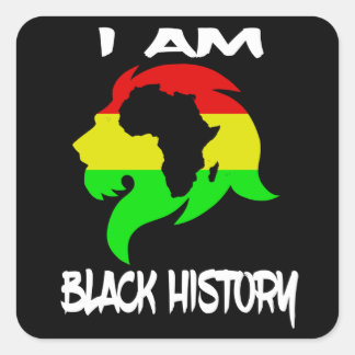 Ik ben Black History Month Afro-Amerikaanse Leeuw Vierkante Sticker