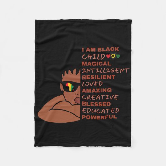 Ik ben Black History Month Kinderen Jongens Afrika Fleece Deken (Voorkant)