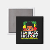 Ik ben Black History Month Kinderen Jongens Afro A Magneet (Voorkant / Achterkant)