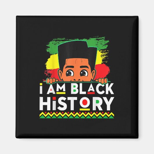 Ik ben Black History Month Kinderen Jongens Afro A Magneet (Voorkant)