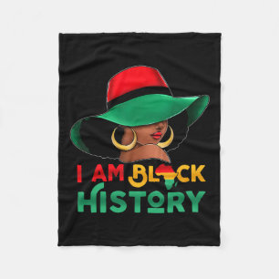Ik ben Black History Month Vrouw Meisje Afro Zwart Fleece Deken