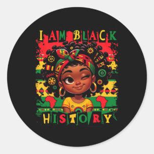 Ik ben Black History Month Zwarte Melanine Jongens Ronde Sticker