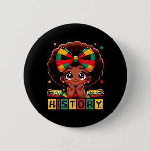 Ik ben Black History Month Zwarte Melanine Kindere Ronde Button 5,7 Cm