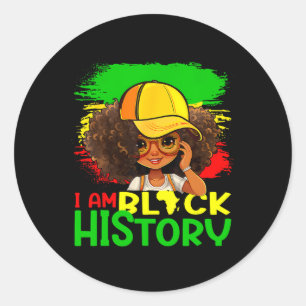 Ik ben Black History Month Zwarte Melanine Koningi Ronde Sticker