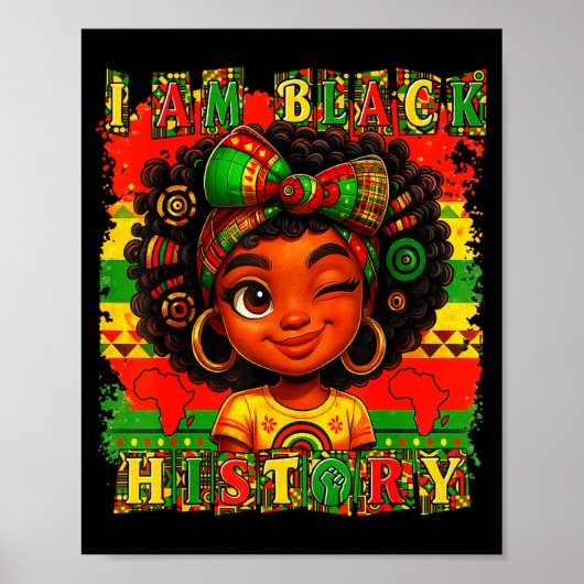 Ik ben Black History Month Zwarte trots Afro-Ameri Poster (Voorkant)