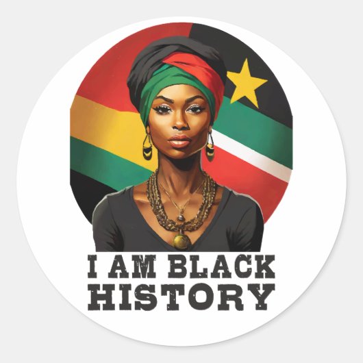 Ik ben Black History Ronde Sticker (Voorkant)