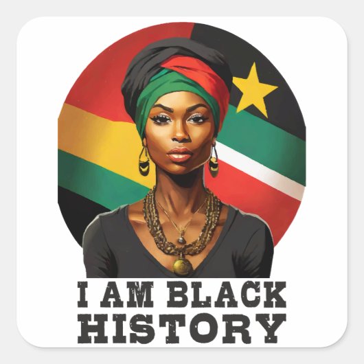 Ik ben Black History Vierkante Sticker (Voorkant)