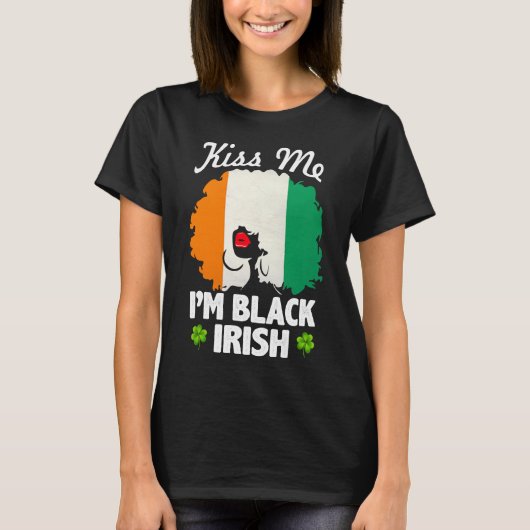 Ik ben Black Irish St Patrick's Day, African Woman T-shirt (Voorkant)