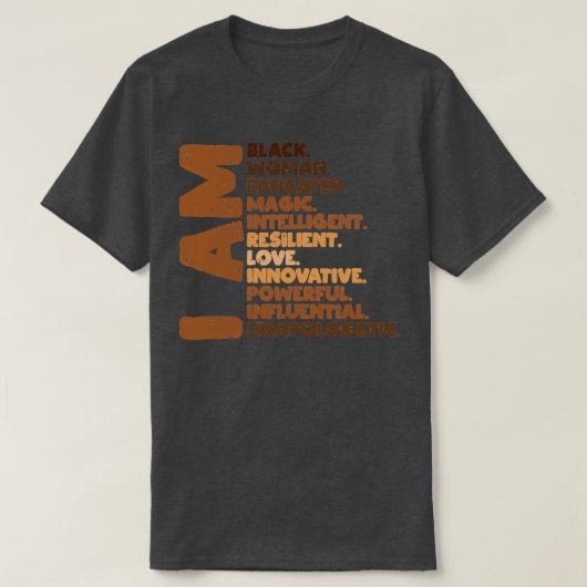 Ik ben Black Woman Melanin Africa Pride T-shirt (Design voorkant)