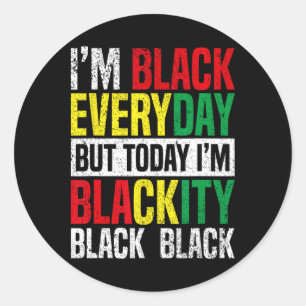 Ik ben Blackity Black African American Mannen Ronde Sticker