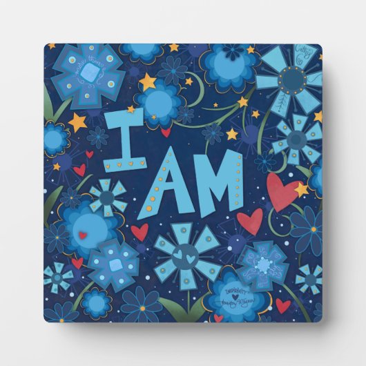 Ik ben Blauw Inspirerend Hart Bloemen  Fotoplaat (Voorkant)