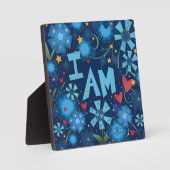 Ik ben Blauw Inspirerend Hart Bloemen  Fotoplaat (Voorkant)