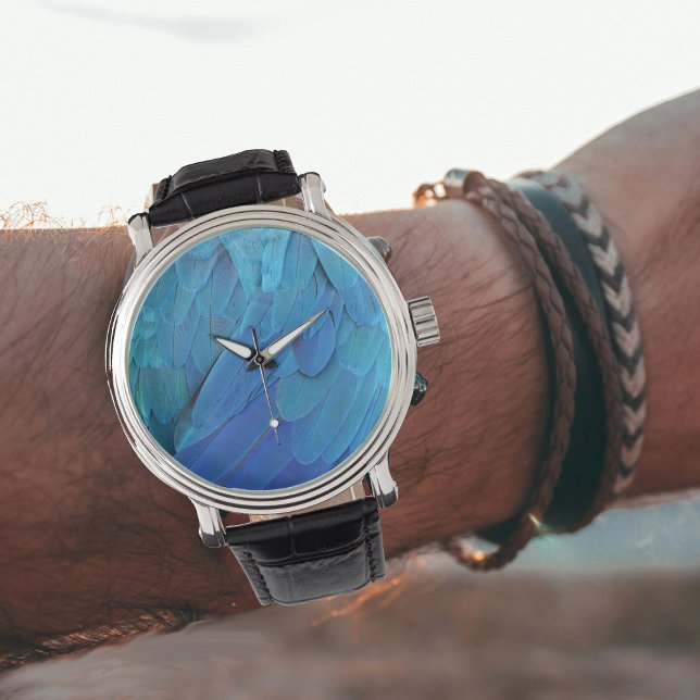 Ik ben blauw - Macaw veren Horloge (Creator heeft geüpload)