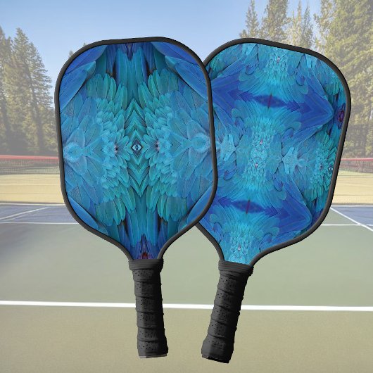 Ik ben blauw - papegaaienveren, dierenprint pickleball paddle