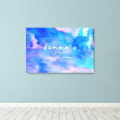 Ik ben BLAUW WATERVERF Bat Mitzvah Inloggen Board Canvas Afdruk (Insitu (Houten vloer))