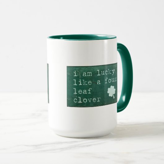 Ik ben blij als een vier lef-klaver mok (Voorkant rechts)