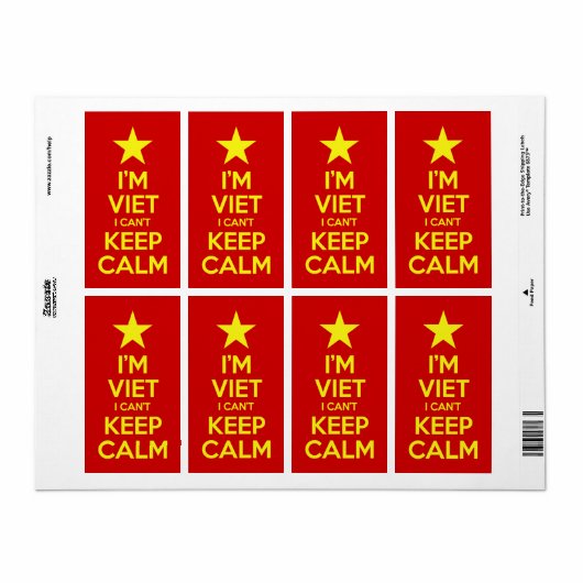 Ik ben blij dat ik geen kalm kan houden. etiket (Full Sheet)