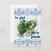Ik ben blij dat we vrienden zijn blauwe vogels kle bedankkaart (Voorkant / Achterkant)