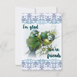 Ik ben blij dat we vrienden zijn blauwe vogels kle bedankkaart