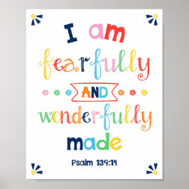 Ik ben blij en geweldig gemaakt Kinder Christelijk Poster
