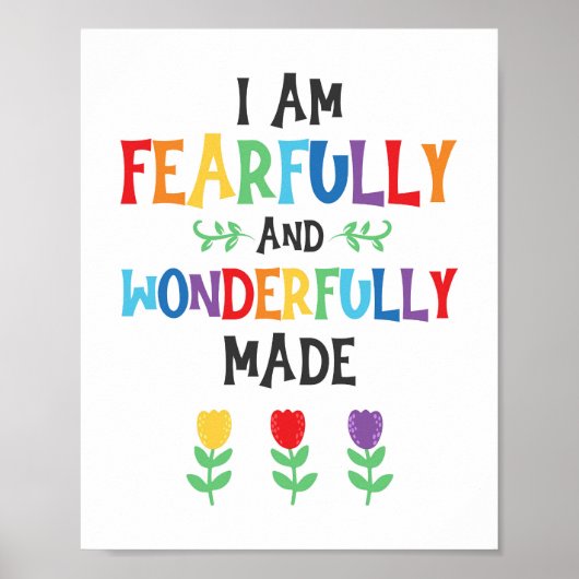 Ik ben blij en geweldig gemaakt Kinder Christelijk Poster (Voorkant)