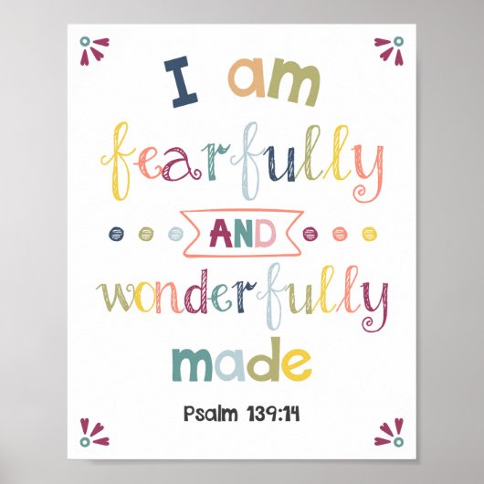 Ik ben blij en geweldig gemaakt Kinder Christelijk Poster (Voorkant)