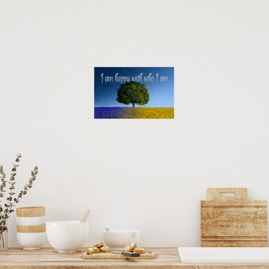 "Ik ben blij met wie ik ben" Motivatie Affirmatie Poster (Keuken)