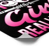 Ik ben blij om te demonstreren - biljart meisje zw poster (Hoek)