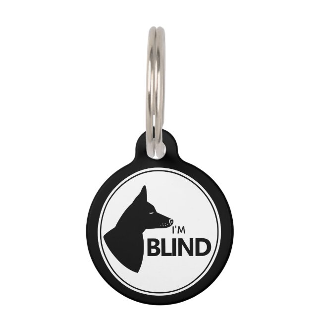 Ik ben Blinde Elegant Black Dog met gepantserde or Huisdierpenning (Voorkant)